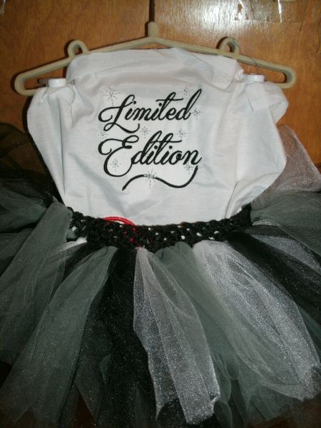 Sassy Limited Edition Black Gray & White Newborn Personalized Tutu Set