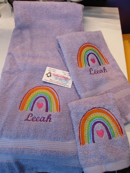 Boho Rainbow Heart 2 Personalized Towel Set