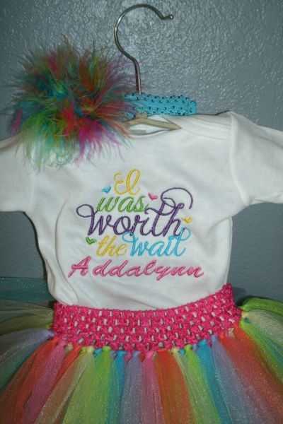 I Was Worth the Wait Pastel Newborn Personalized Tutu Set