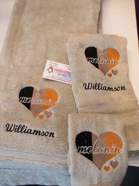 Melanin Heart Personalized Towel Set