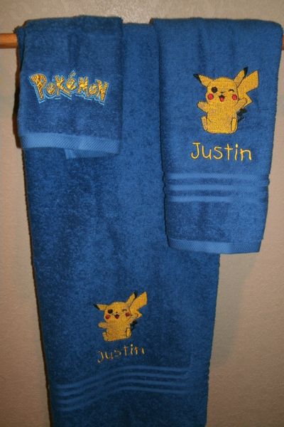 Pokemon Pikachu Personalized 3 piece Gaming Towel Set