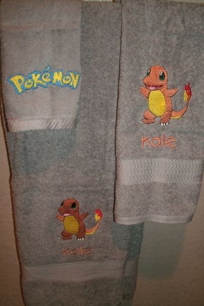 Pokemon Charmander Personalized 3 piece Gaming Towel Set