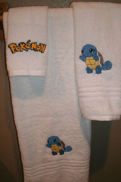 Pokemon Squirtle Personalized 3 piece Gaming Towel Set