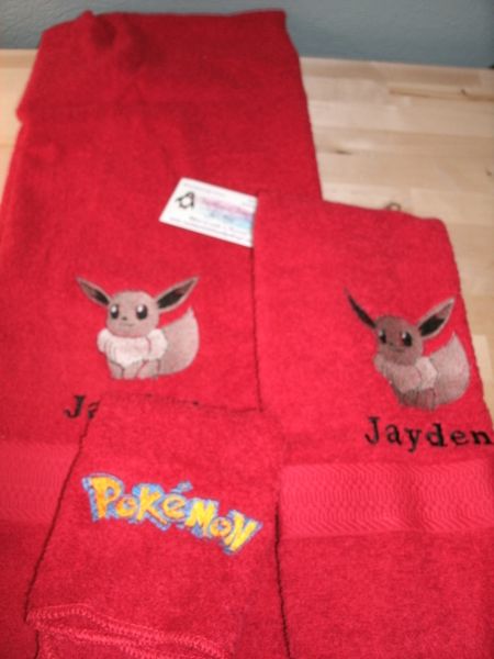 Pokemon Evee Personalized 3 piece Gaming Towel Set