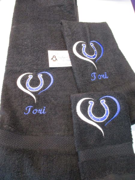 Colts Heart Football Personalized 3 Piece Sports Towel Set