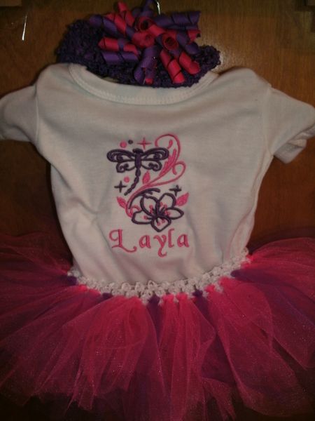 Dragonfly Flower Newborn Personalized Tutu Set