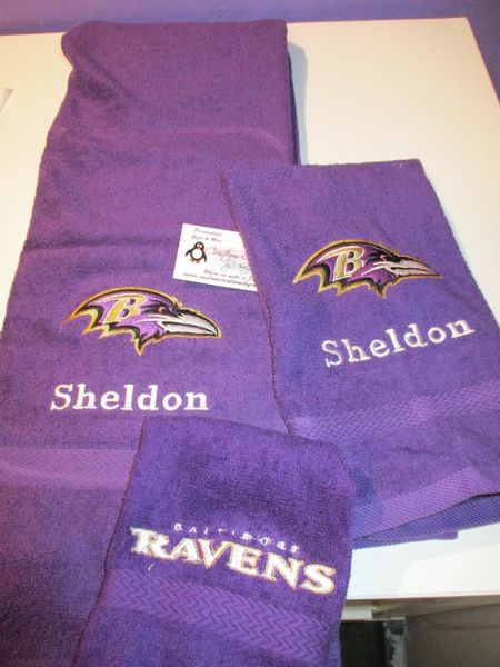 Ravens Football Personalized 3 Piece Sports Towel Set