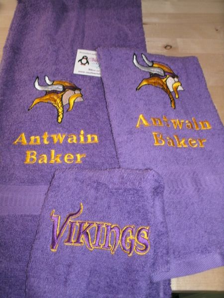 Custom Vikings Football Personalized 3 Piece Sports Towel Set