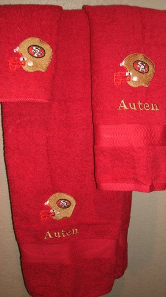 49ers Helmet Football Personalized 3 Piece Sports Towel Set