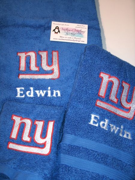 Giants Football Personalized 3 Piece Sports Towel Set