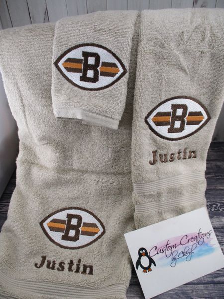 Browns Football Personalized 3 Piece Sports Towel Set