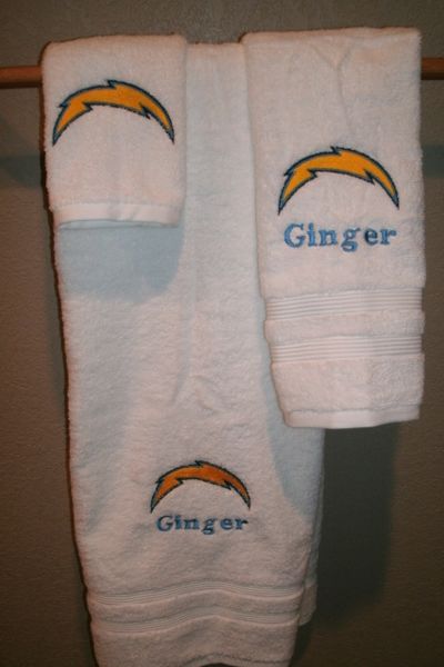 Custom Chargers Football Personalized 3 Piece Sports Towel Set