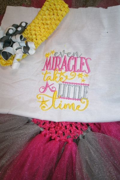 Even Miracles Take a Little Time Newborn Personalized Tutu Set