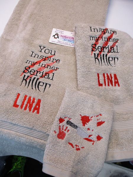 Horror You Inspire my Inner serial killer Personalized 3 Piece Bath Towel Set