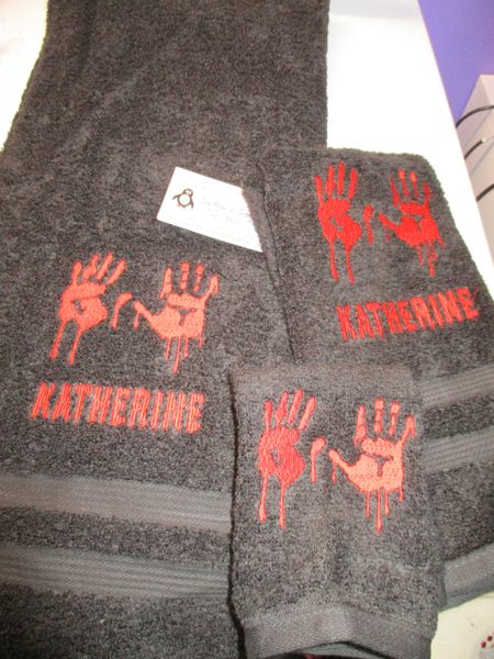 Horror Bloody Handprints Personalized 3 Piece Bath Towel Set