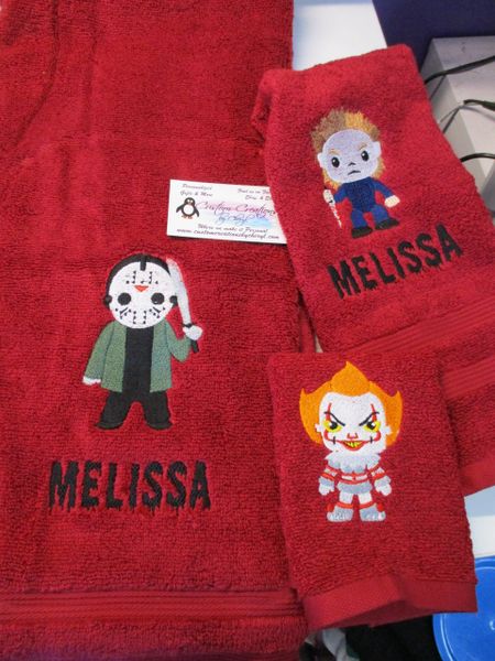 Horror Mix Michael Jason IT Personalized 3 Piece Bath Towel Set