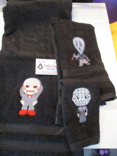 Horror Mix Saw Scream Pinhead Personalized 3 Piece Bath Towel Set