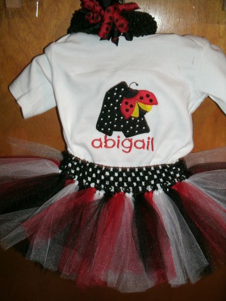 Letter Ladybug Newborn Personalized Tutu Set