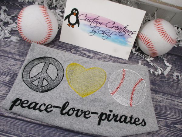 Peace Love Baseball Team Sketch Sports Fan Shirt