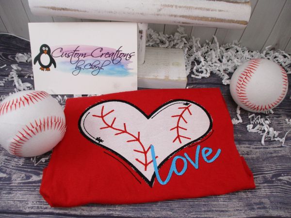 Team Baseball Heart Love or Softball Heart Love Family Sports Fan Shirt