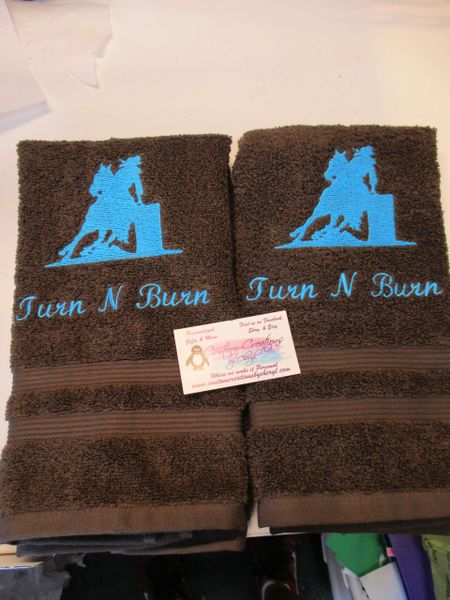 Personalized Barrel Racer Farm Country Western Kitchen Towels Hand Towels 2 piece set