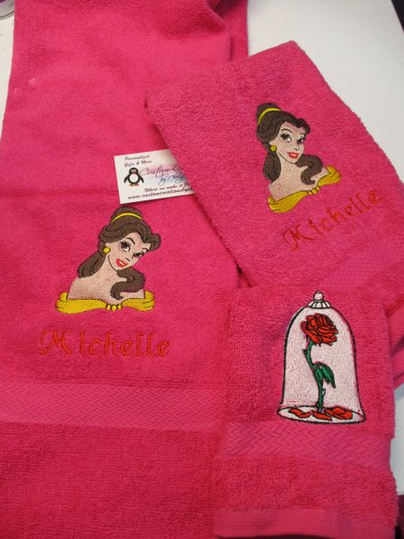 Belle Beauty and The Beast Belle Face Personalized Towel Set