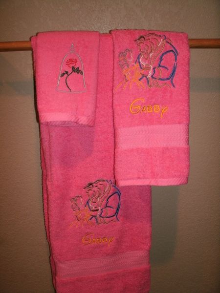 Beauty and The Beast Belle Dancing Sketch Personalized Towel Set