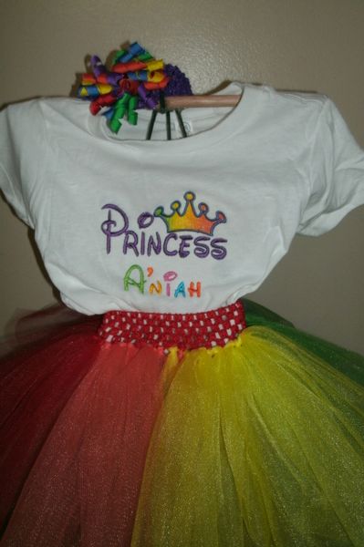 Princess Crown Rainbow Newborn Personalized Tutu Set