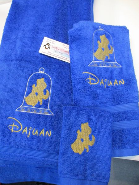 Beauty and The Beast Belle Dancing Glass Personalized Towel Set
