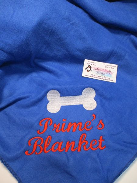 Personalized Dog Blanket Bone 50 x 60 Polar Fleece Custom Name Dog Blanket