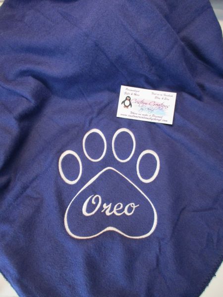 Personalized Dog Blanket Paw Outline 50 x 60 Polar Fleece Custom Name Dog Blanket