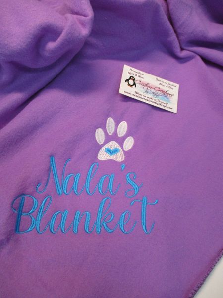 Personalized Dog Blanket Paw Heart 50 x 60 Polar Fleece Custom Name Dog Blanket