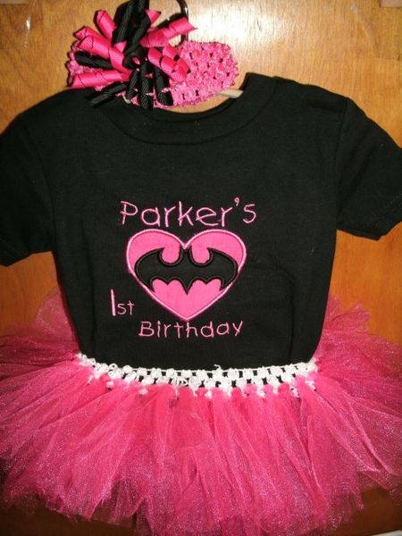 1st Birthday Batman Superhero Heart Personalized Tutu Set