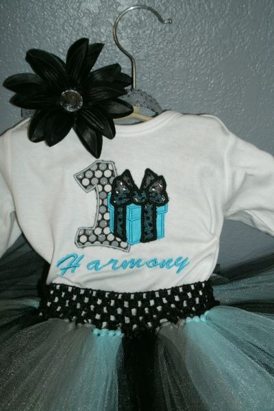 1st Birthday Tiffany Presents Personalized Tutu Set