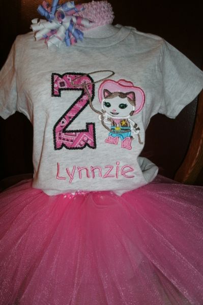 Birthday Sheriff Cowboy Kitten Personalized Tutu Set