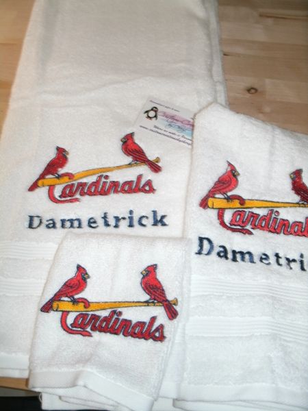 Double Cardinals Baseball Personalized 3 Piece Sports Towel Set