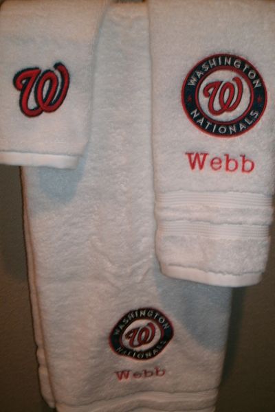 Nationals W Circle Baseball Logo Personalized 3 Piece Sports Towel Set