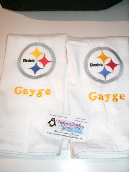 Personalized Steelers Football Hand Towel 2 piece set Sports Towel