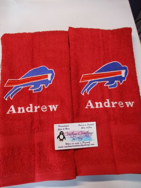 Personalized Bills Football Hand Towel 2 piece set Sports Towel