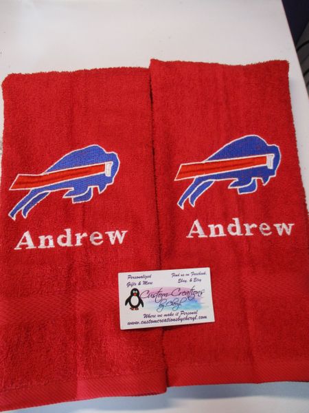 Personalized Bills Football Hand Towel 2 piece set Sports Towel