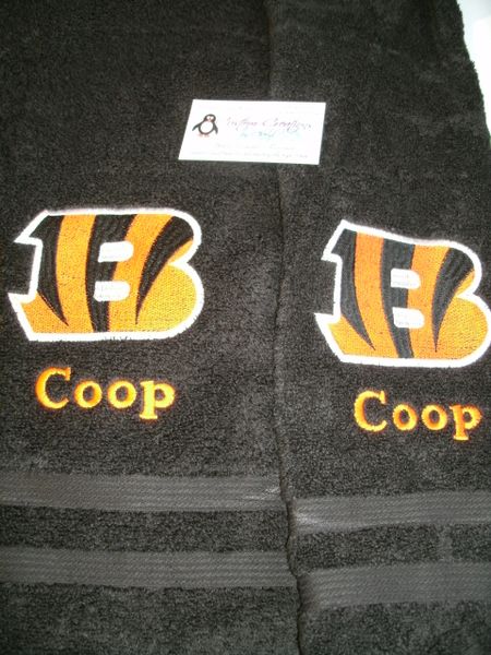 Personalized Bengals Football Hand Towel 2 piece set Sports Towel