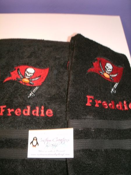 Personalized Buccaneers Football Hand Towel 2 piece set Sports Towel
