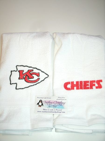 Personalized Chiefs Arrowhead & Name Football Hand Towel 2 piece set Sports Towel