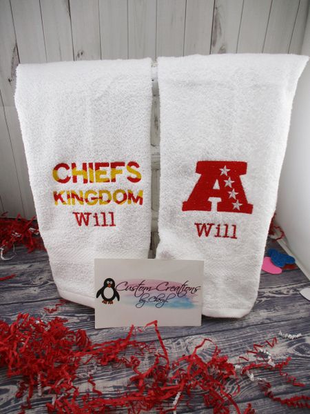 Personalized Chiefs Kingdom & A Football Hand Towel 2 piece set Sports Towel