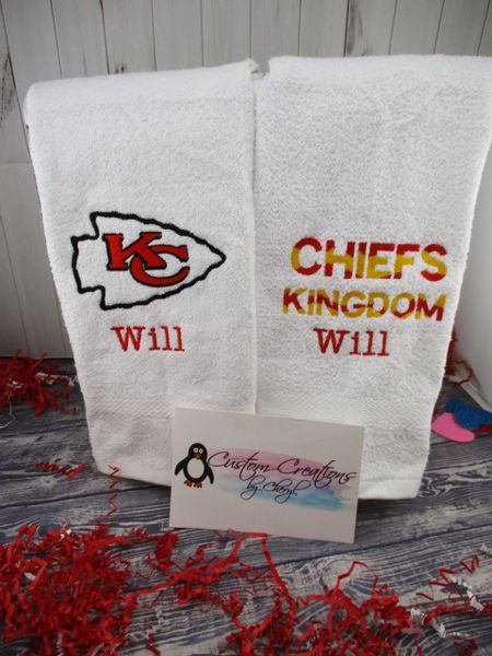 Personalized Chiefs Kingdom & Arrowhead Football Hand Towel 2 piece set Sports Towel