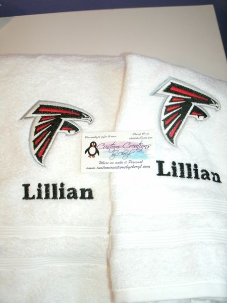 Personalized Falcons Football Hand Towel 2 piece set Sports Towel