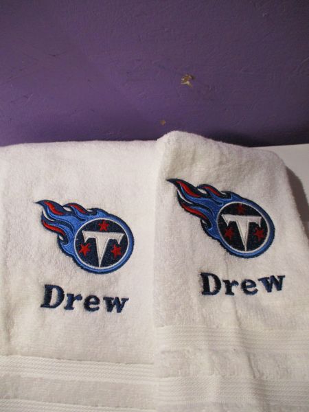 Personalized Titans Football Hand Towel 2 piece set Sports Towel