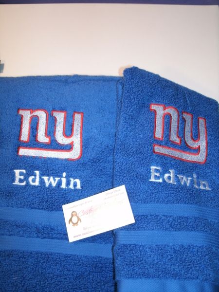 Personalized Giants Football Hand Towel 2 piece set Sports Towel