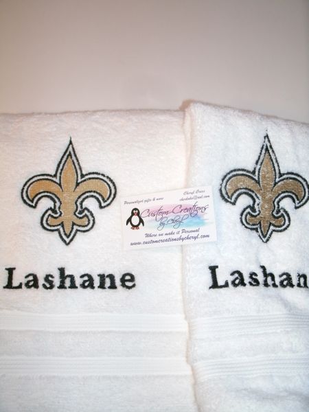 Personalized Saints Football Hand Towel 2 piece set Sports Towel