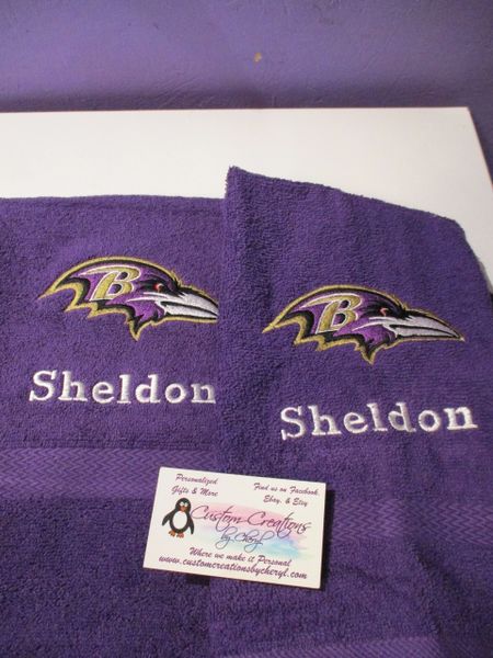 Personalized Ravens Football Hand Towel 2 piece set Sports Towel